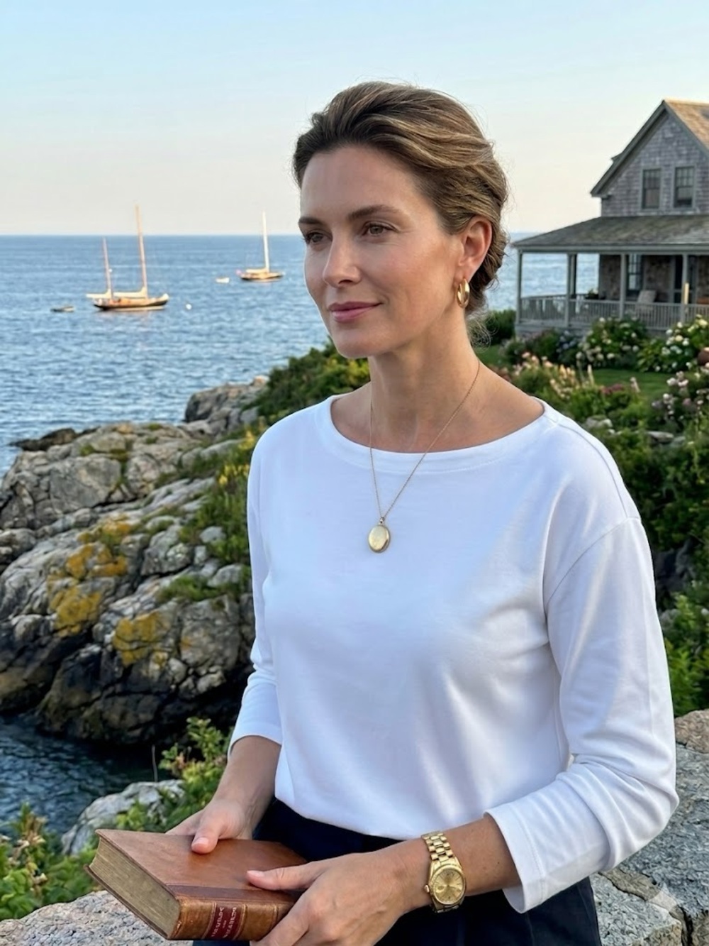 Abercrombie & Fitch White Long-Sleeve Scoop Neck Top